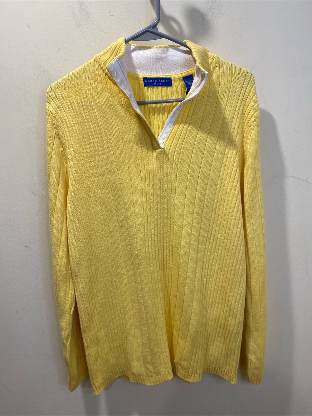 Karen Scott Yellow Quarter-Zip Ribbed Sweater - Men Sz M NWT